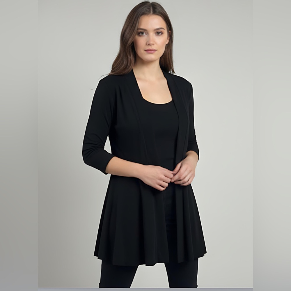 Joesph Ribkoff Light Knit Cover Up Jacket Black Size 10 - Picture 3 of 9